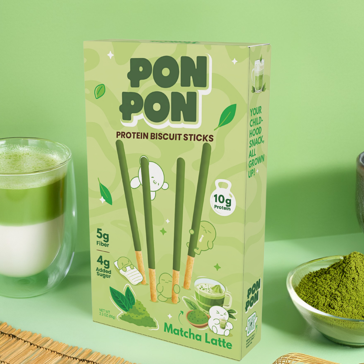Pon Pon Matcha Latte Biscuit Sticks