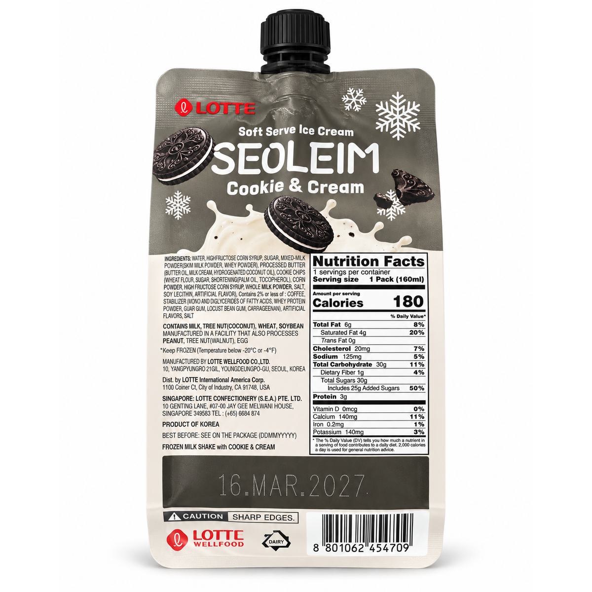 Cookies & Cream Shake — back packaging