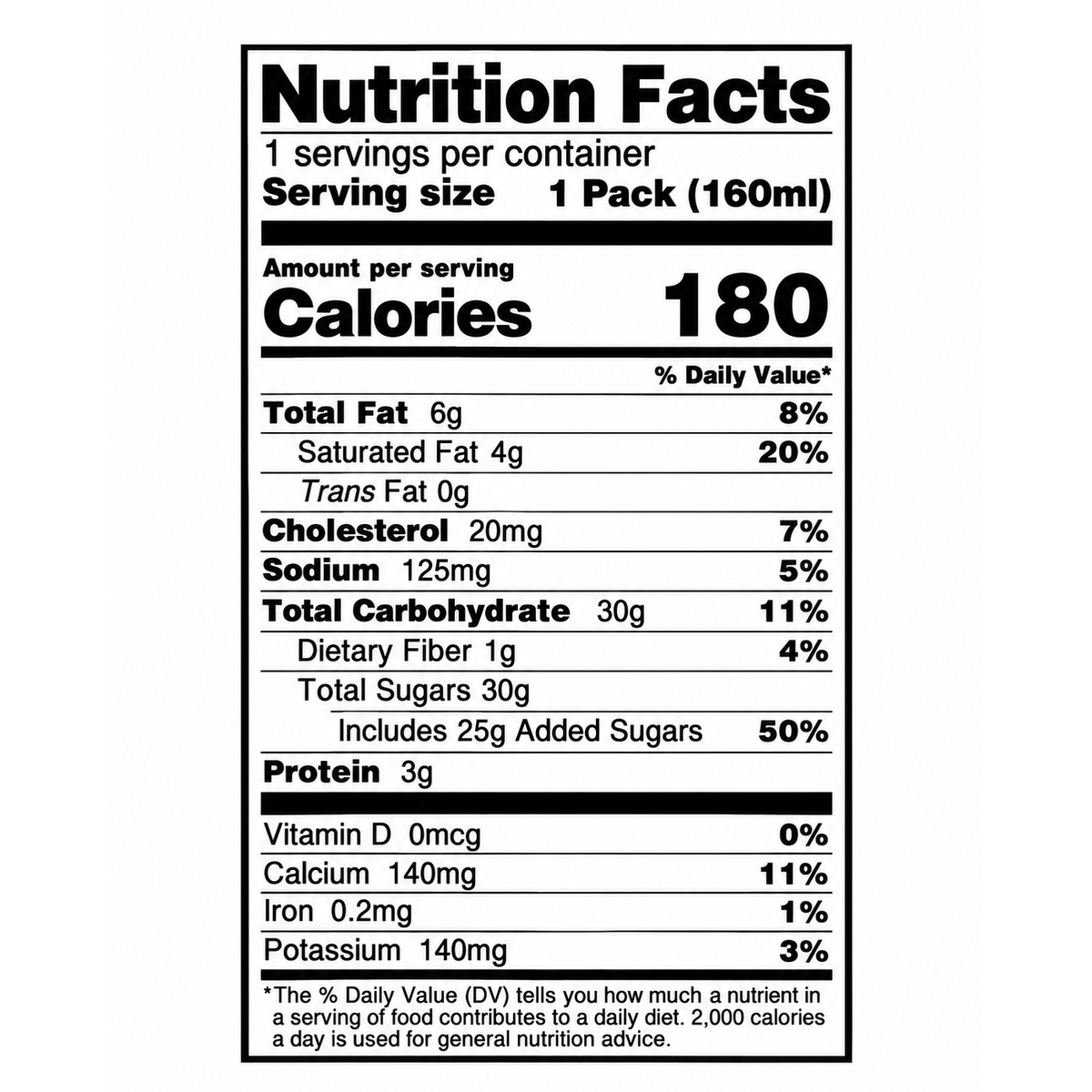 Cookies & Cream Shake — Nutrition Facts